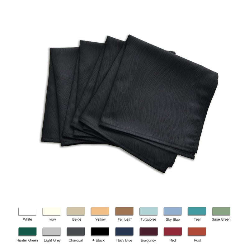 maxmill Jacquard Cloth Napkins 20 x 20 Inch Swirl Pattern 4 Packs Solid Washable Polyester Comfortable for Restaurant Family Dinners Weddings Parties and Banquets Black - Image 2